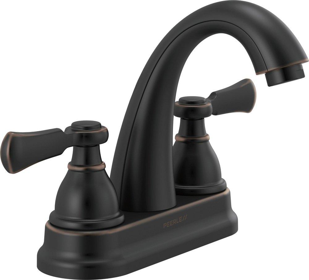 Peerless&reg; Oil Rubbed Bronze Two Handle Centerset Bathroom Sink Faucet 
