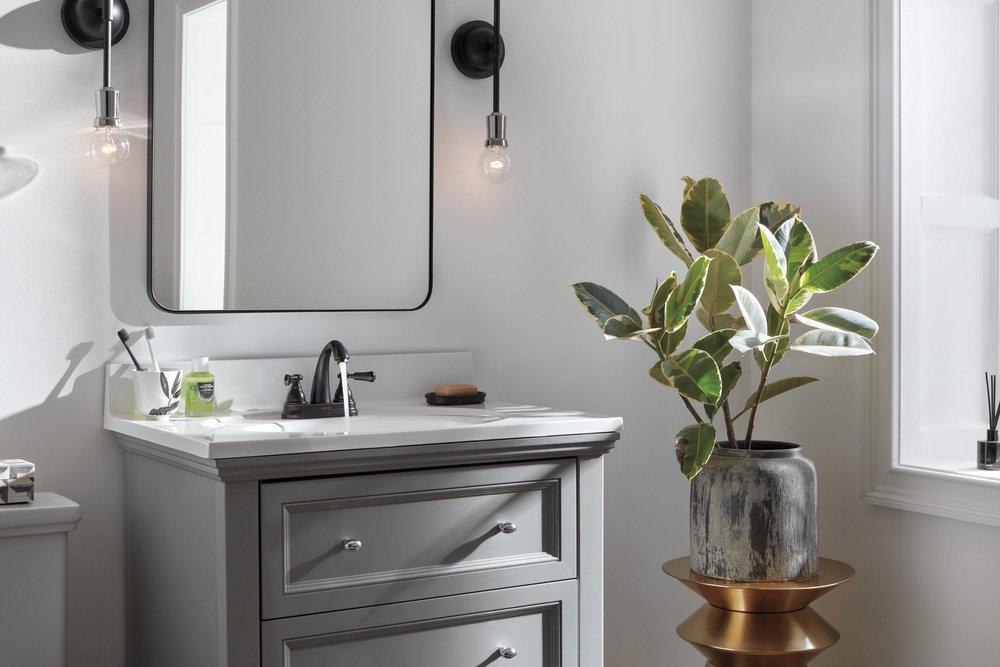 Peerless&reg; Oil Rubbed Bronze Two Handle Centerset Bathroom Sink Faucet 