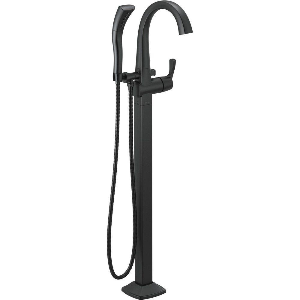 Delta Faucet Matte Black Single Handle Floor Mount Filler (Trim Only) 