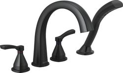 Two Handle Roman Tub Faucet with Hand Shower in Matte Black (Trim Only)