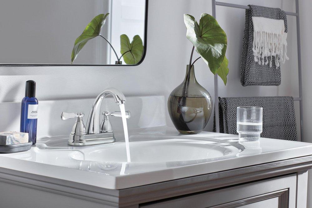 Peerless&reg; Chrome Two Handle Centerset Bathroom Sink Faucet 