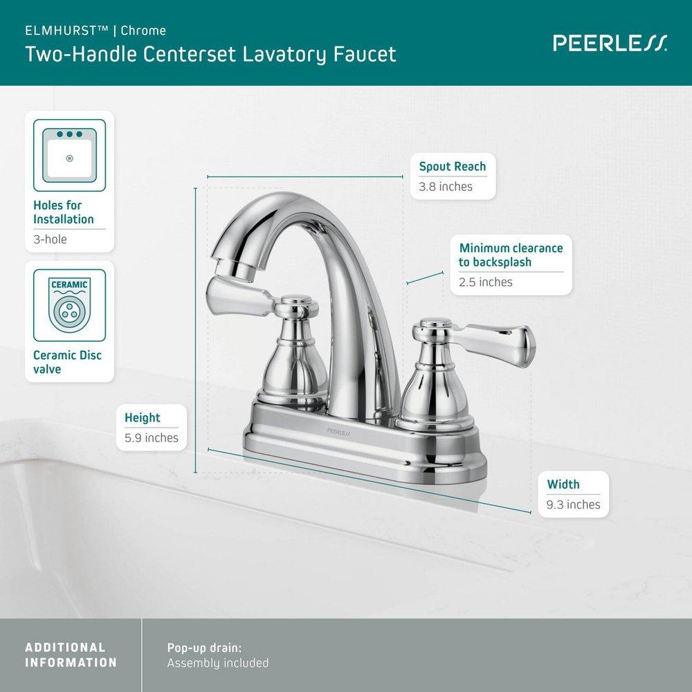 Peerless&reg; Chrome Two Handle Centerset Bathroom Sink Faucet 