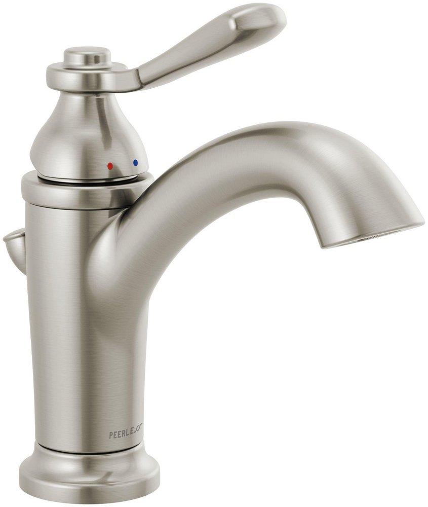 Single Handle Monoblock Bathroom Sink Faucet in Brushed Nickel 