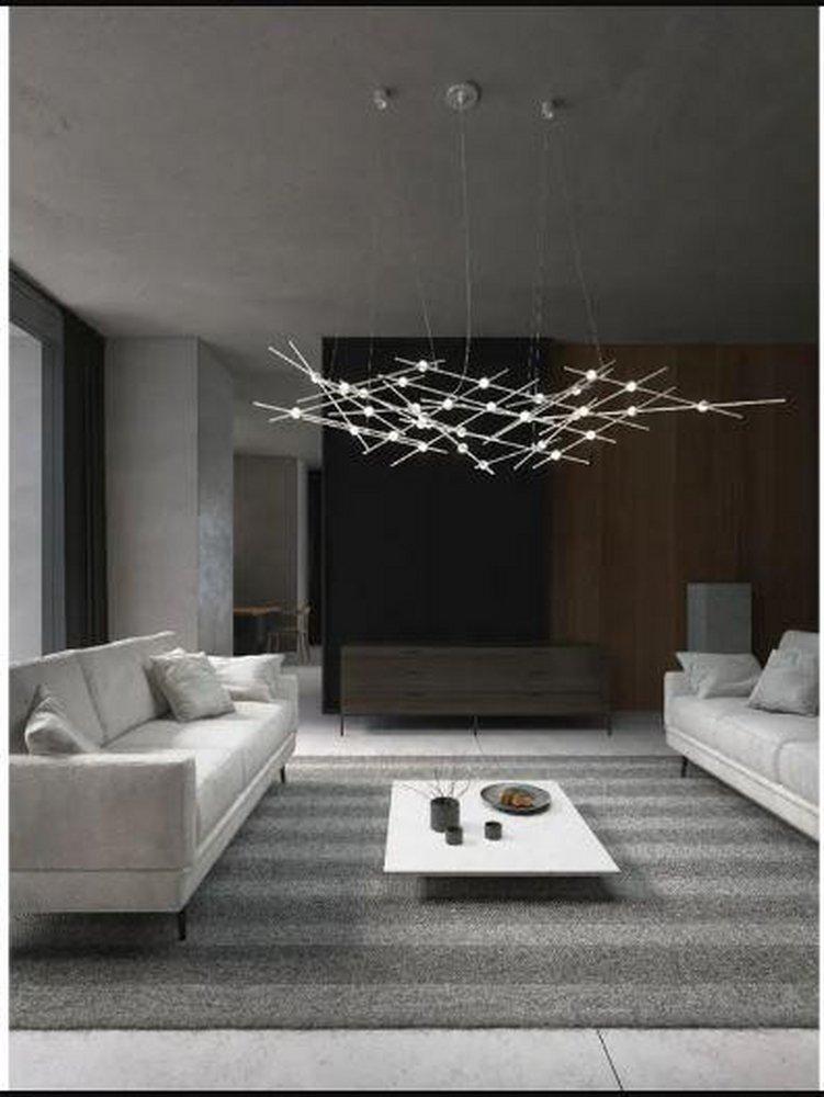 SONNEMAN Satin Nickel 55 x 13 in. 50W 24-Light 1-Tier Integrated LED Chandelier 