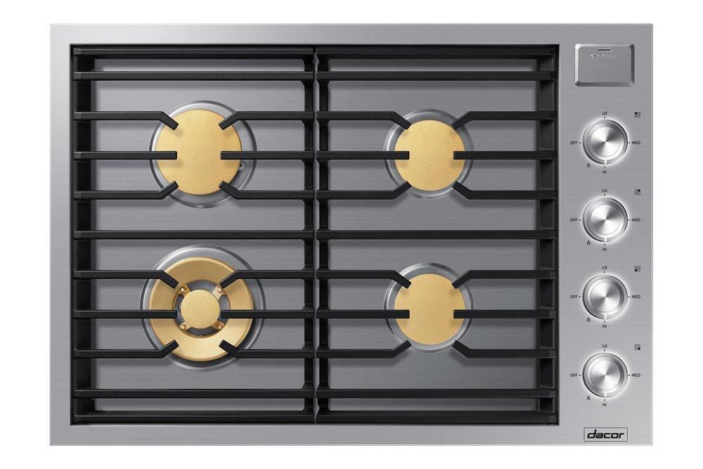 CONTEMPORARY SILVER STAINLESS 30" GAS COOKTOP 