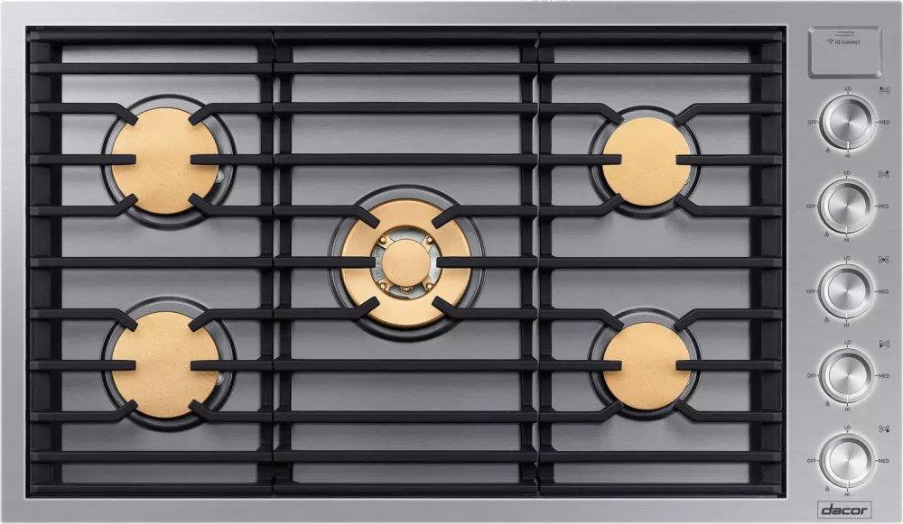 CONTEMPORARY SILVER STAINLESS 36" GAS COOKTOP 