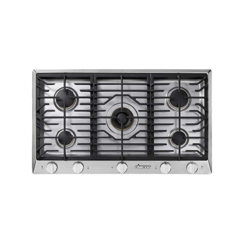 TRANSITIONAL SILVER STAINLESS 36" GAS COOKTOP 