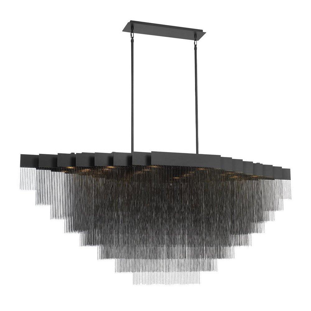 Eurofase Black 31 x 28-1/2 in. 126W 8-Tier 28-Light LED Art Deco, Contemporary, Geometric, Mid-century, Transitional and Luxe Chandelier 
