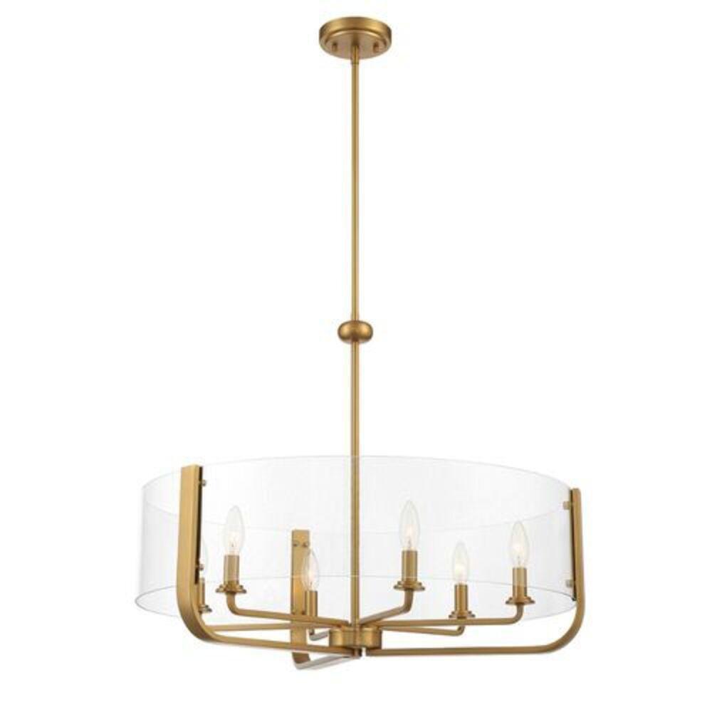 Eurofase Brass 22-1/2 in. 60W 1-Tier 6-Light Transitional Chandelier 
