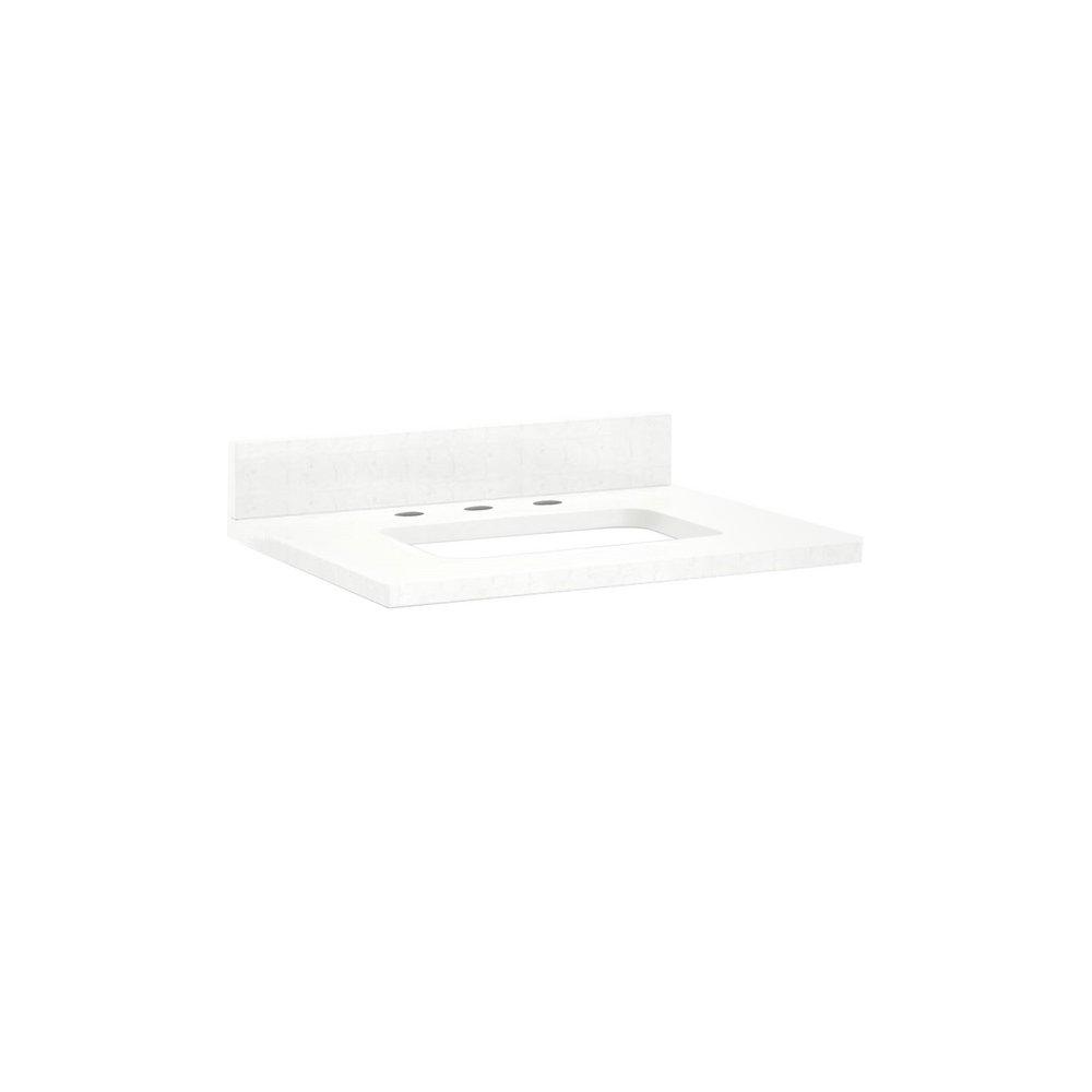 Signature Hardware Feathered White/White 25 x 22 in. Single Bowl Quartz Vanity Top 