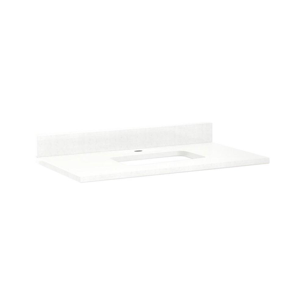 Signature Hardware Feathered White/White 37 x 22 in. Single Bowl Quartz Vanity Top 