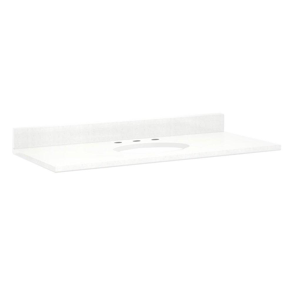 Signature Hardware Feathered White/White 49 x 22 in. Single Bowl Quartz Vanity Top 