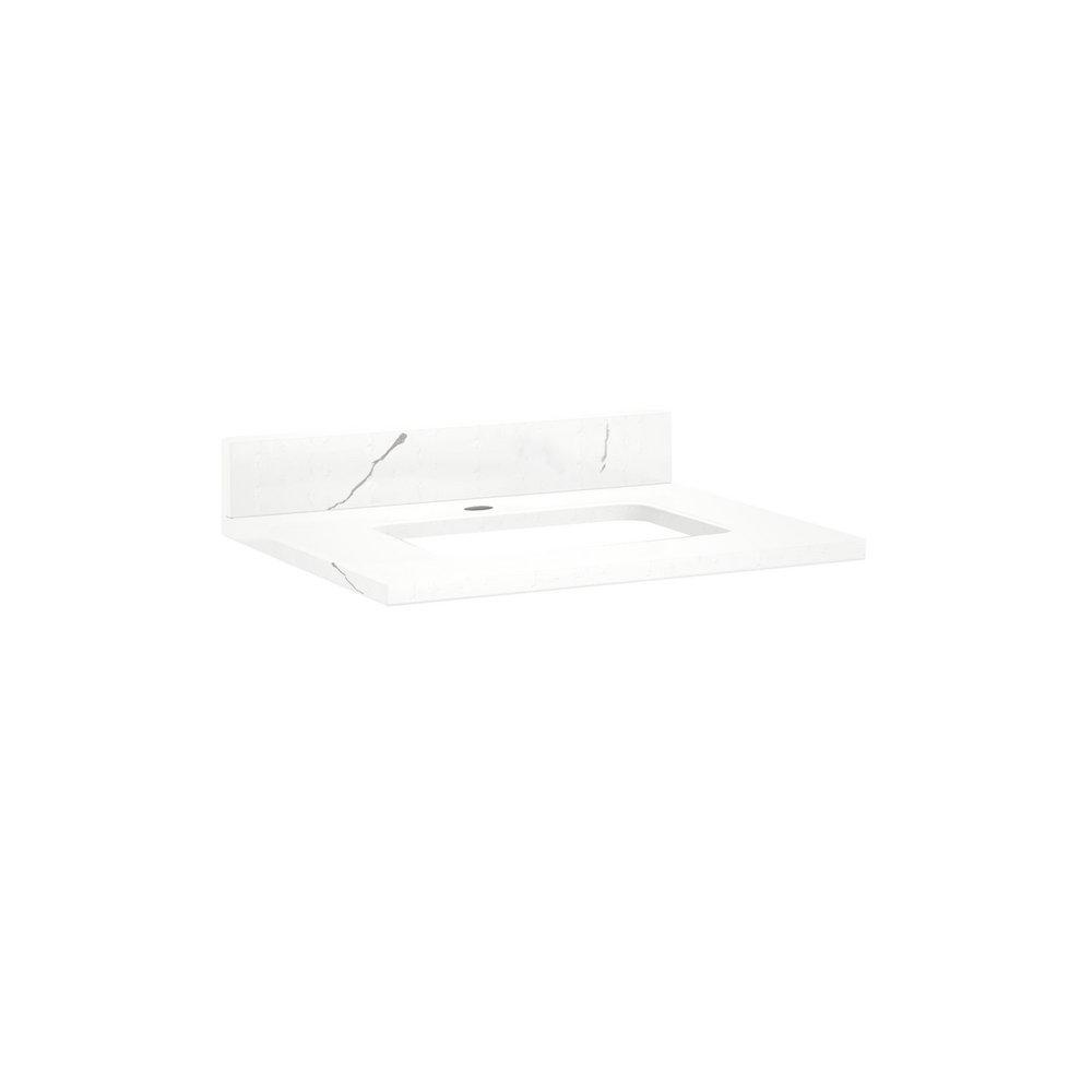 Signature Hardware Hailstone White/White 25 x 22 in. Single Bowl Quartz Vanity Top 