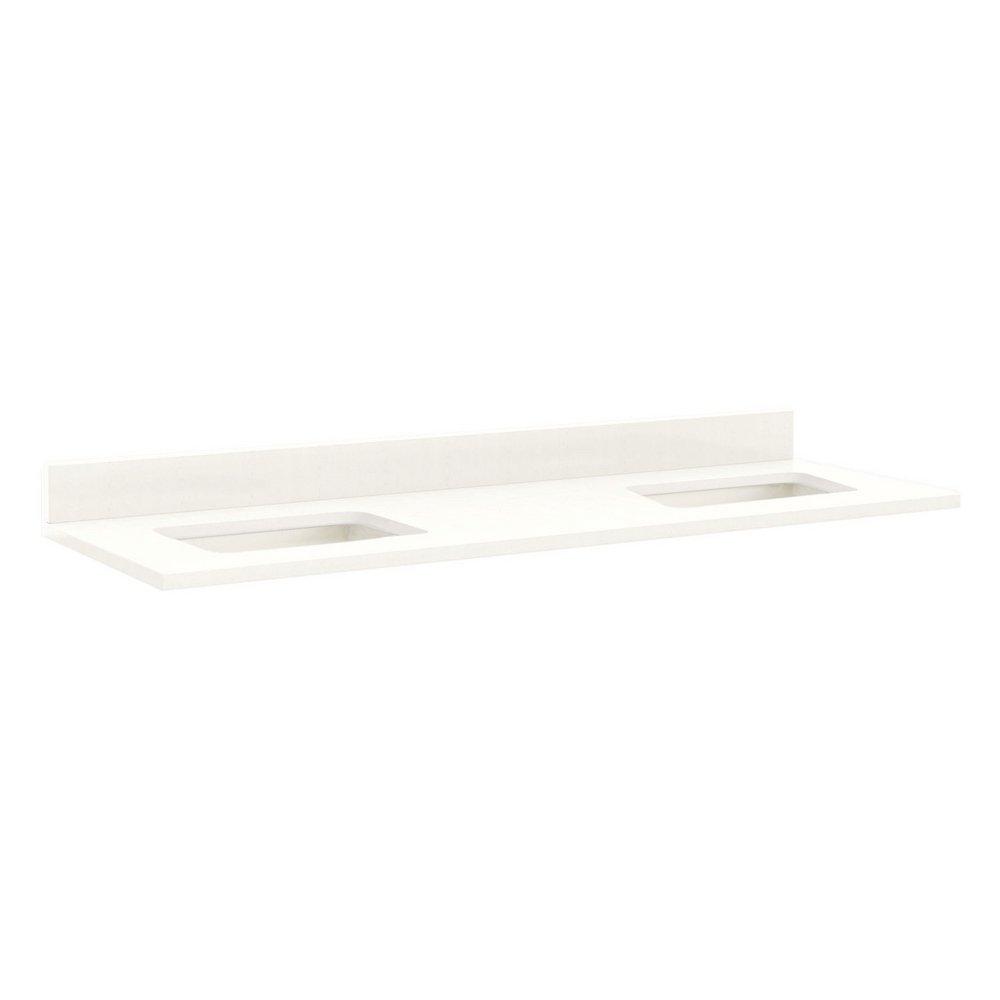 Signature Hardware Arctic Snow/Biscuit 61 x 22 in. Double Bowl Quartz Vanity Top 
