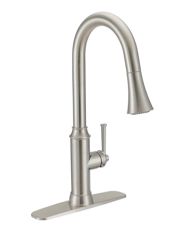 PROFLO&reg; Brushed Nickel Single Handle Pull Out Kitchen Faucet 
