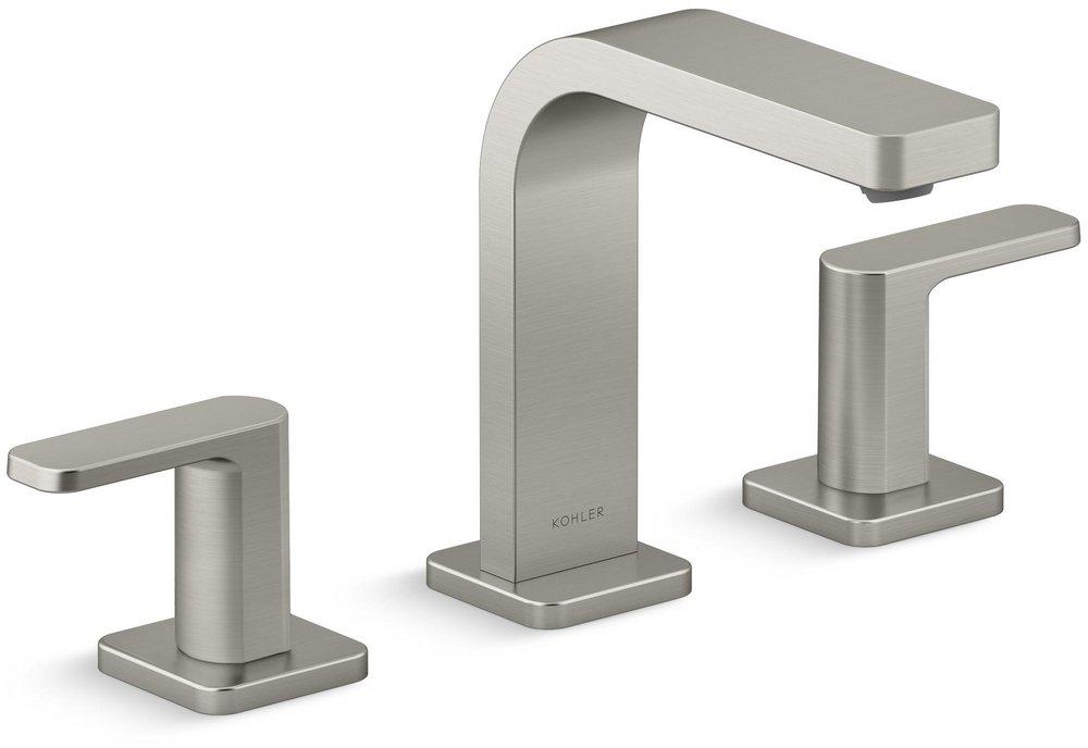 KOHLER Vibrant&reg; Brushed Nickel Two Handle Widespread Bathroom Sink Faucet 