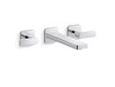 Two Handle Wall Mount Widespread Bathroom Sink Faucet in Polished Chrome