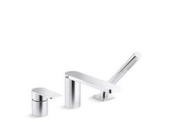 Single Handle Roman Tub Faucet with Hand Shower in Polished Chrome