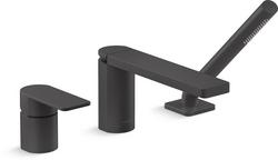 Single Handle Roman Tub Faucet with Hand Shower in Matte Black