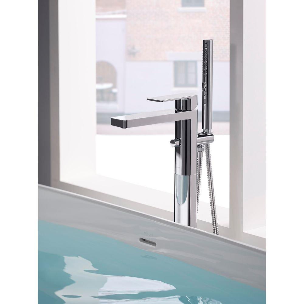 KOHLER Matte Black Single Handle Floor Mount Tub Filler with Hand Shower 