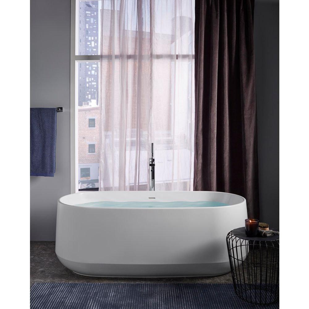 KOHLER Matte Black Single Handle Floor Mount Tub Filler with Hand Shower 