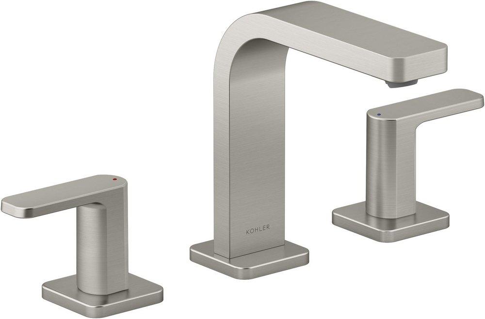 KOHLER Vibrant&reg; Brushed Nickel Two Handle Widespread Bathroom Sink Faucet 