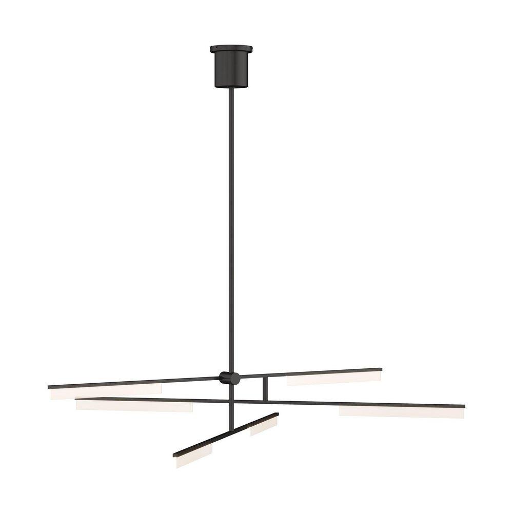 Visual Comfort & Co. Modern Nightshade Black 8-1/2 x 56-1/10 in. 45.6W 3-Tier 6-Light Integrated LED Contemporary, Modern and Transitional Chandelier 
