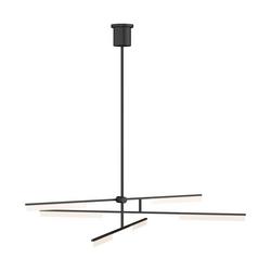 8-1/2 x 56-1/10 in. 45.6W 3-Tier 6-Light Integrated LED Contemporary, Modern and Transitional Chandelier in Nightshade Black