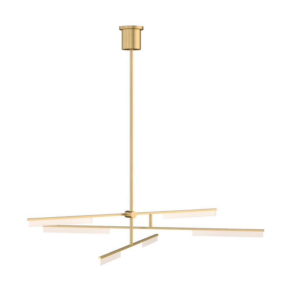 Visual Comfort & Co. Modern Natural Brass 8-1/2 x 56-1/10 in. 45.6W 3-Tier 6-Light Integrated LED Contemporary, Modern and Transitional Chandelier 