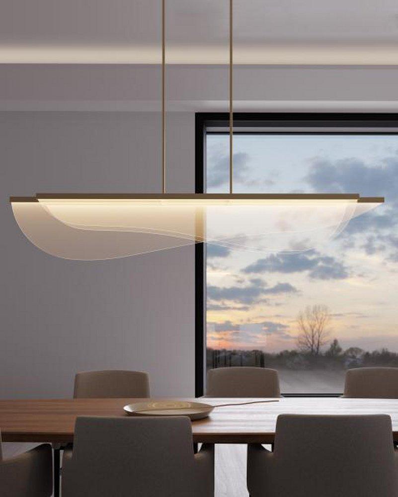 Visual Comfort & Co. Modern Plated Brass 11-2/5 x 10 in. 79W 1-Tier 1-Light Integrated LED Contemporary, Mid-century, Modern and Transitional Chandelier 