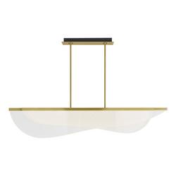 11-2/5 x 10 in. 79W 1-Tier 1-Light Integrated LED Contemporary, Mid-century, Modern and Transitional Chandelier in Plated Brass