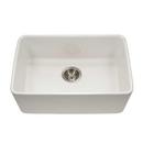 Houzer White 23-7/16 x 16-1/8 in. No Hole Fireclay 1 Bowl Undermount Kitchen Sink 