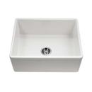 Houzer White 26 x 20 in. No Hole Fireclay 1 Bowl Farmhouse Kitchen Sink 