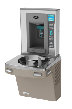 Filtered Refrigerated Bottle Filling Station with Single Water Cooler in Sandstone