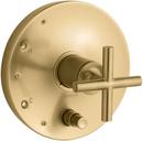 KOHLER Vibrant&reg; Brushed Moderne Brass Pressure Balancing Valve Trim with Single Cross Handle 