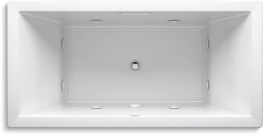 KOHLER White 72-3/16 x 36 in. Whirlpool Drop-In Bathtub with Center Drain 