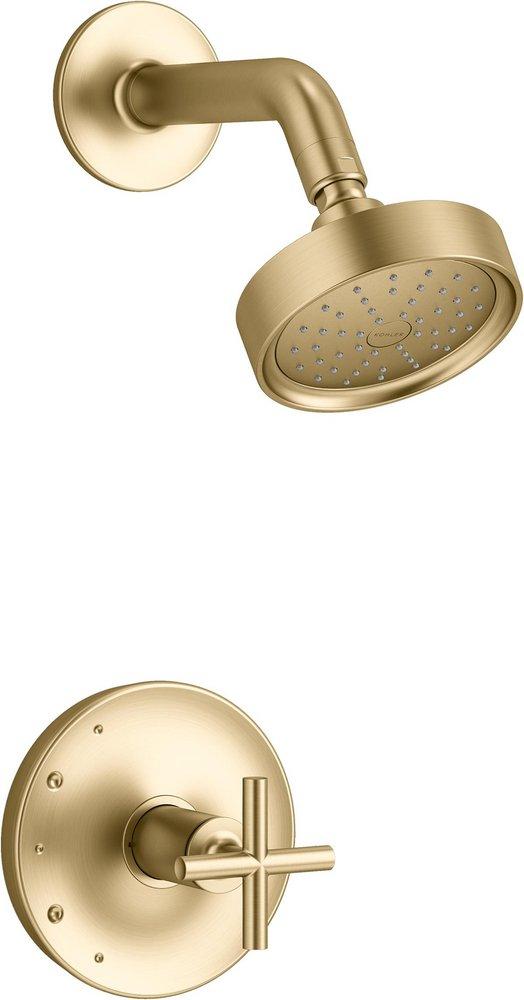KOHLER Vibrant&reg; Brushed Moderne Brass Single Handle Single Function Shower Faucet Trim 