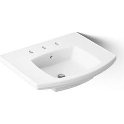 24 in. Rectangular Vitreous China Pedestal Bathroom Sink in White