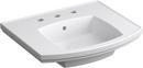 24 in. Rectangular Vitreous China Pedestal Bathroom Sink in White