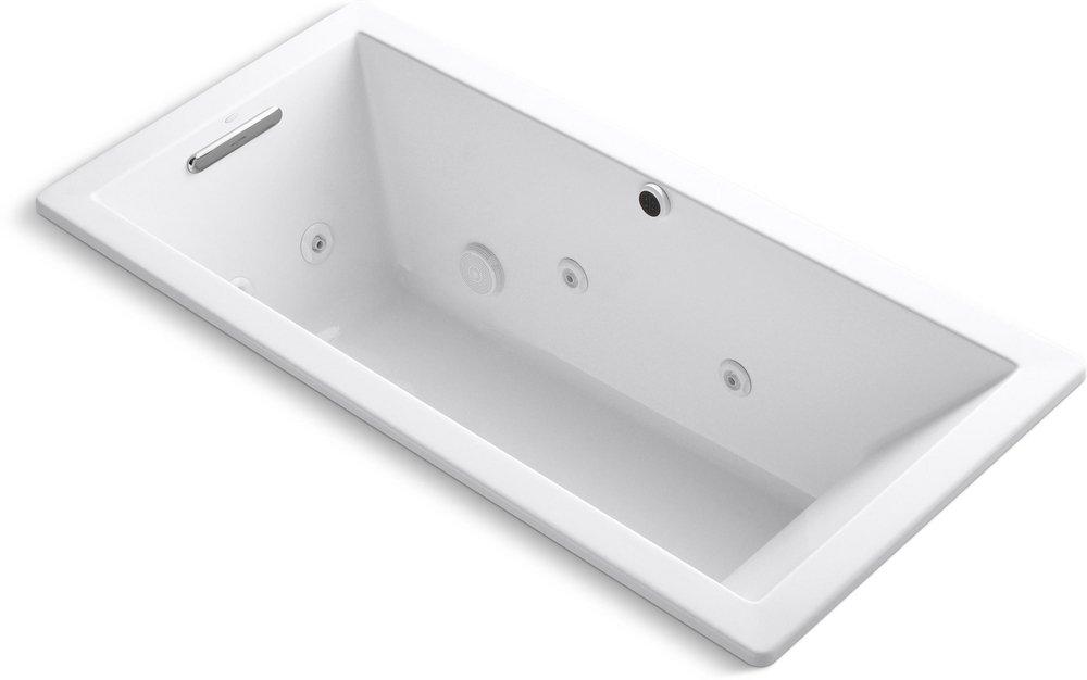 KOHLER White 66 x 32 in. Whirlpool Drop-In Bathtub with Reversible Drain 