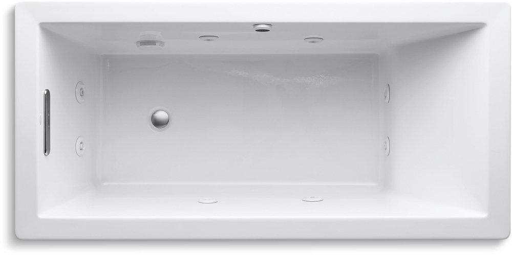 KOHLER White 66 x 32 in. Whirlpool Drop-In Bathtub with Reversible Drain 
