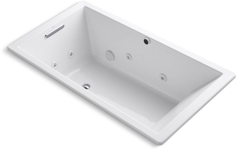 KOHLER White 66 x 36 in. Whirlpool Drop-In Bathtub with Reversible Drain 