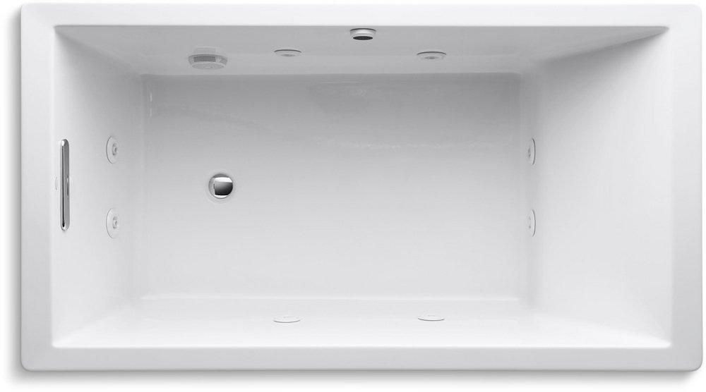 KOHLER White 66 x 36 in. Whirlpool Drop-In Bathtub with Reversible Drain 
