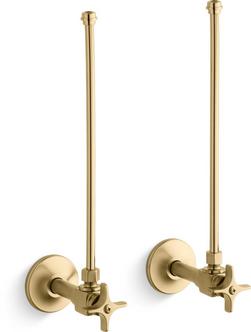 3/8 in. NPT Cross Supply Stop Valve in Vibrant Brushed Moderne Brass