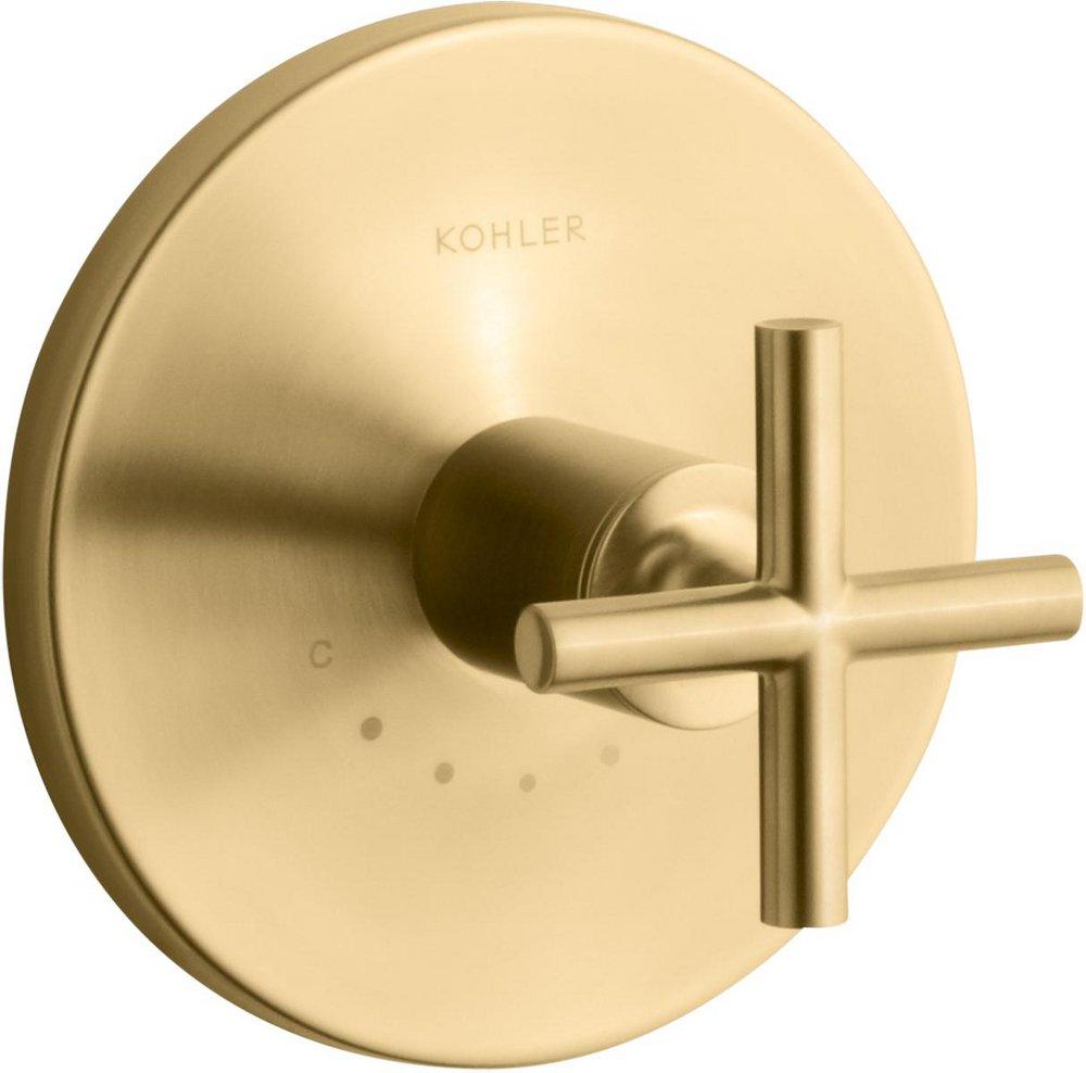 KOHLER Vibrant&reg; Brushed Moderne Brass Valve Trim with Single Cross Handle 