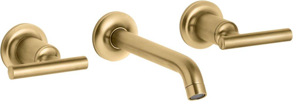 KOHLER Vibrant® Brushed Moderne Brass Two Handle Widespread Bathroom Sink Faucet 