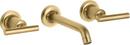 Two Handle Wall Mount Widespread Bathroom Sink Faucet in Vibrant® Brushed Moderne Brass