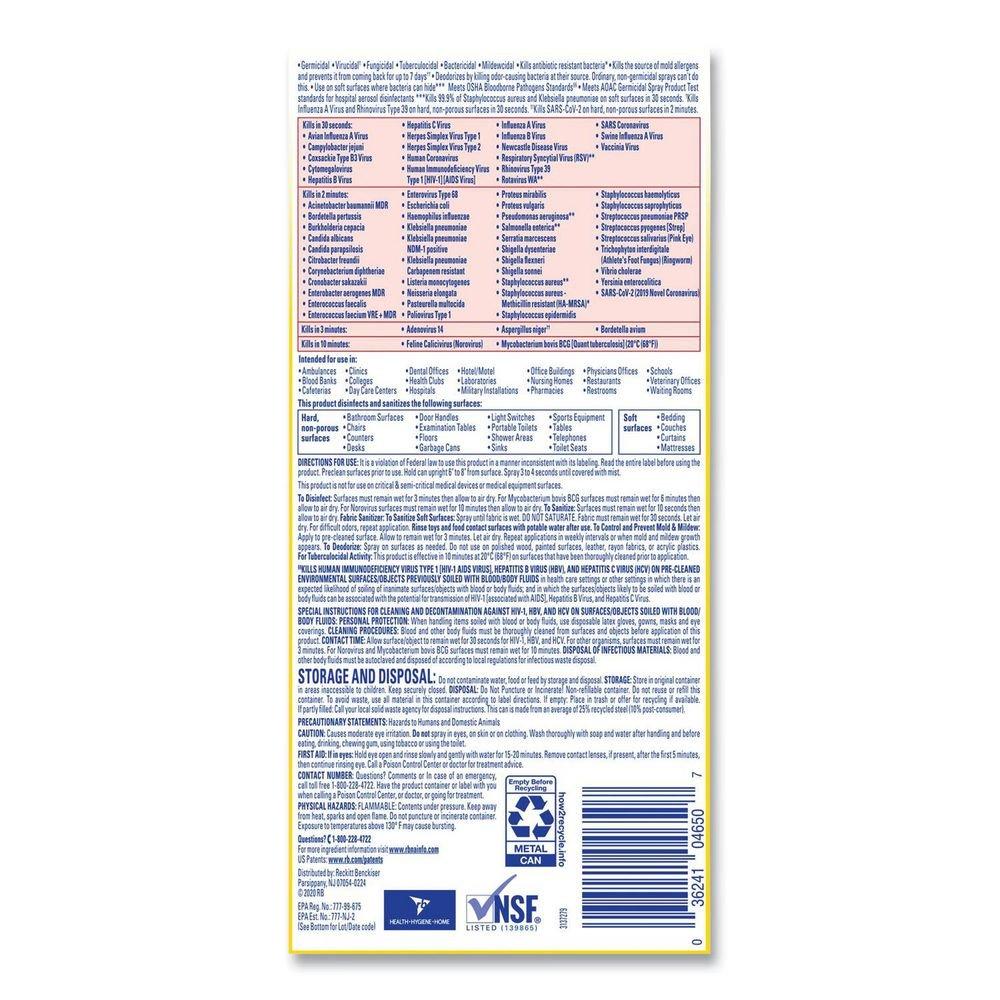Lysol&reg; Clear Disinfectant Spray in Clear (Case of 12) 