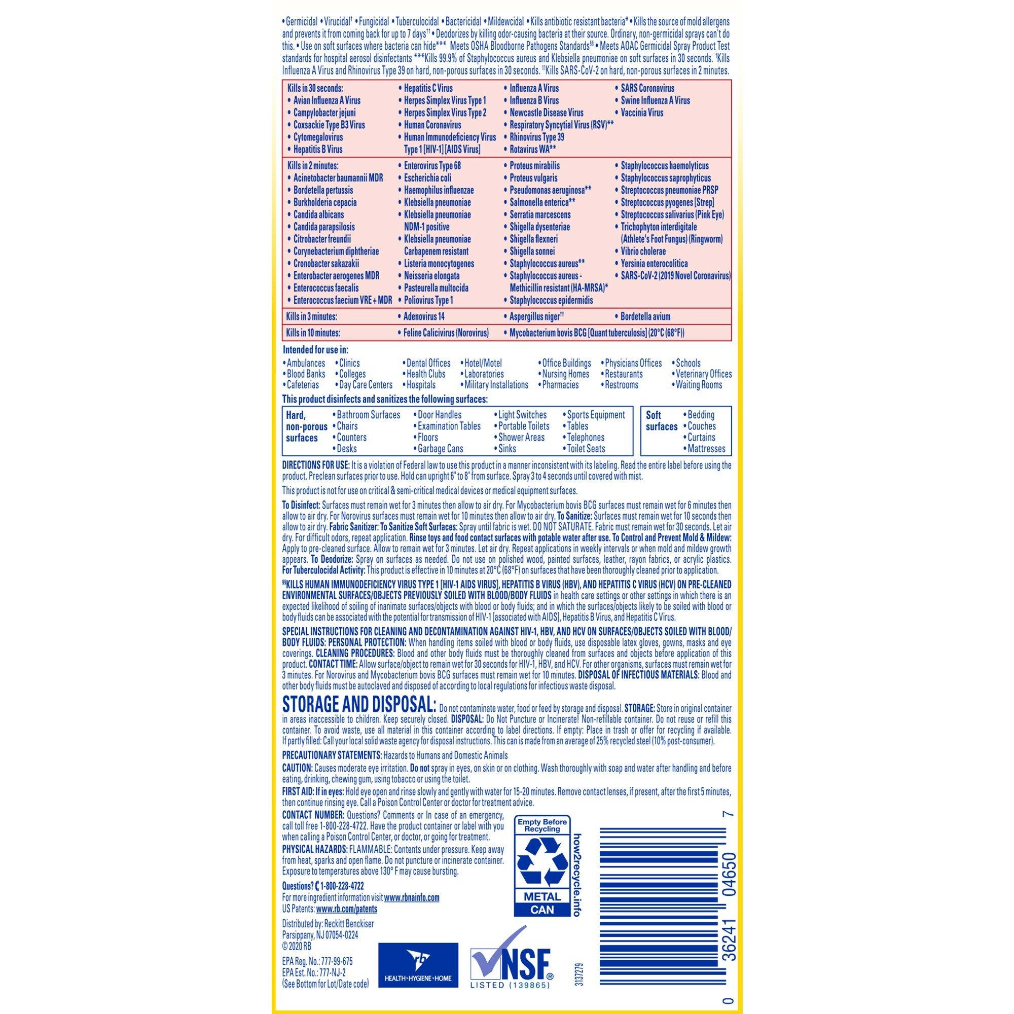 Lysol&reg; Clear Disinfectant Spray in Clear (Case of 12) 