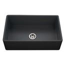33 x 20 in. No Hole Fireclay 1 Bowl Farmhouse Kitchen Sink in Black